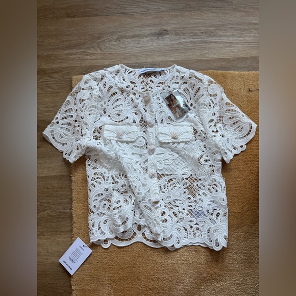 NWT SELF-PORTRAIT Guipure Lace Top - Picture 3 of 14